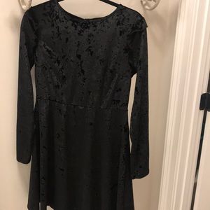 Black crushed velvet dress